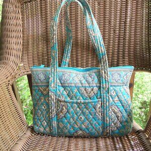 Vera Bradley TOTALLY TURQ  Shoulder Bag Tote Zip Top Purse Turquoise Paisley